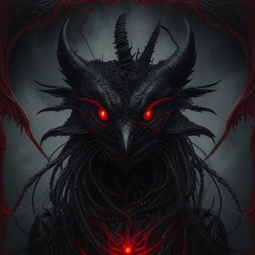 Surreal Alien Raven with Tendrils in Giger Style