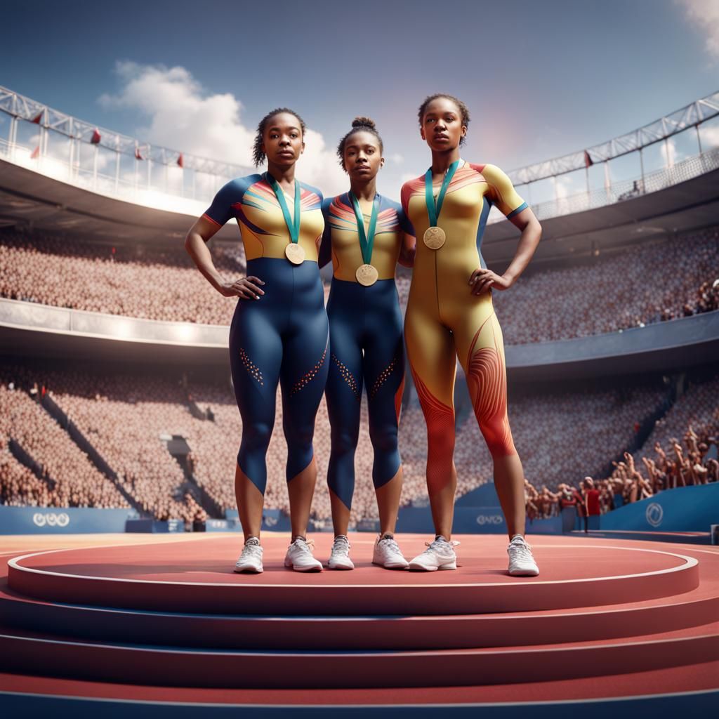 Olympic Medalists on Podium: Fantasy Concept Art