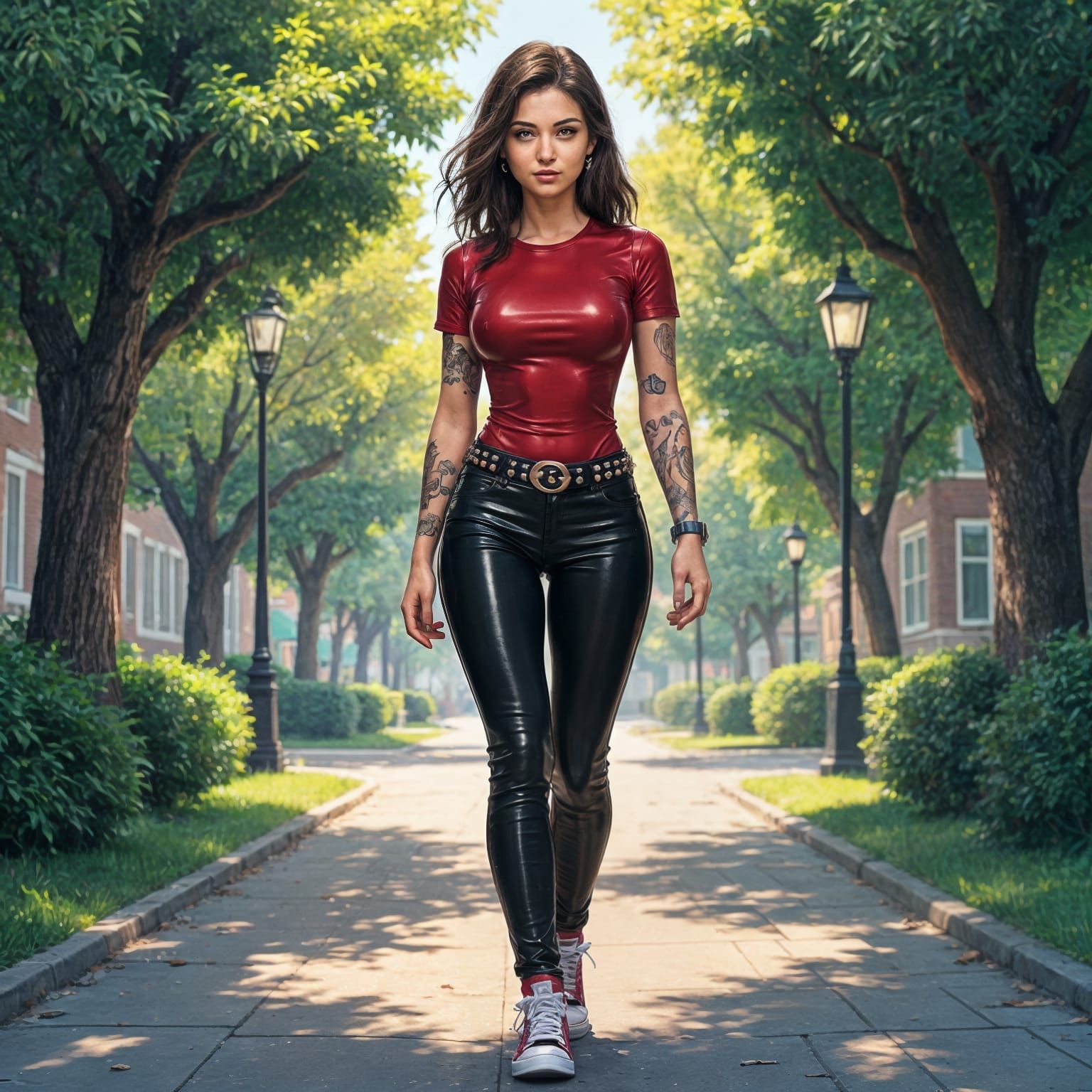 Anime Woman in Latex Fashion, Studio Trigger Style