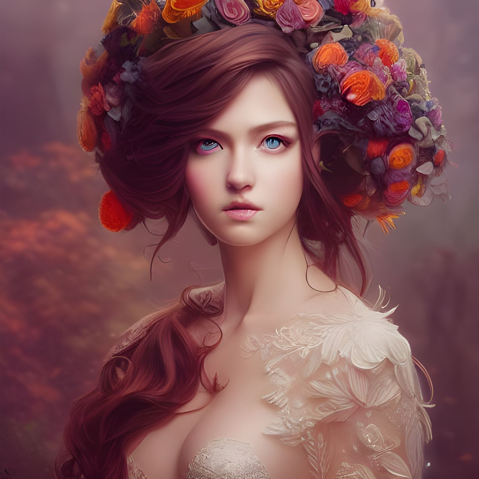 Elegant Lady with Wedding Dress in Hyper-Realistic Style