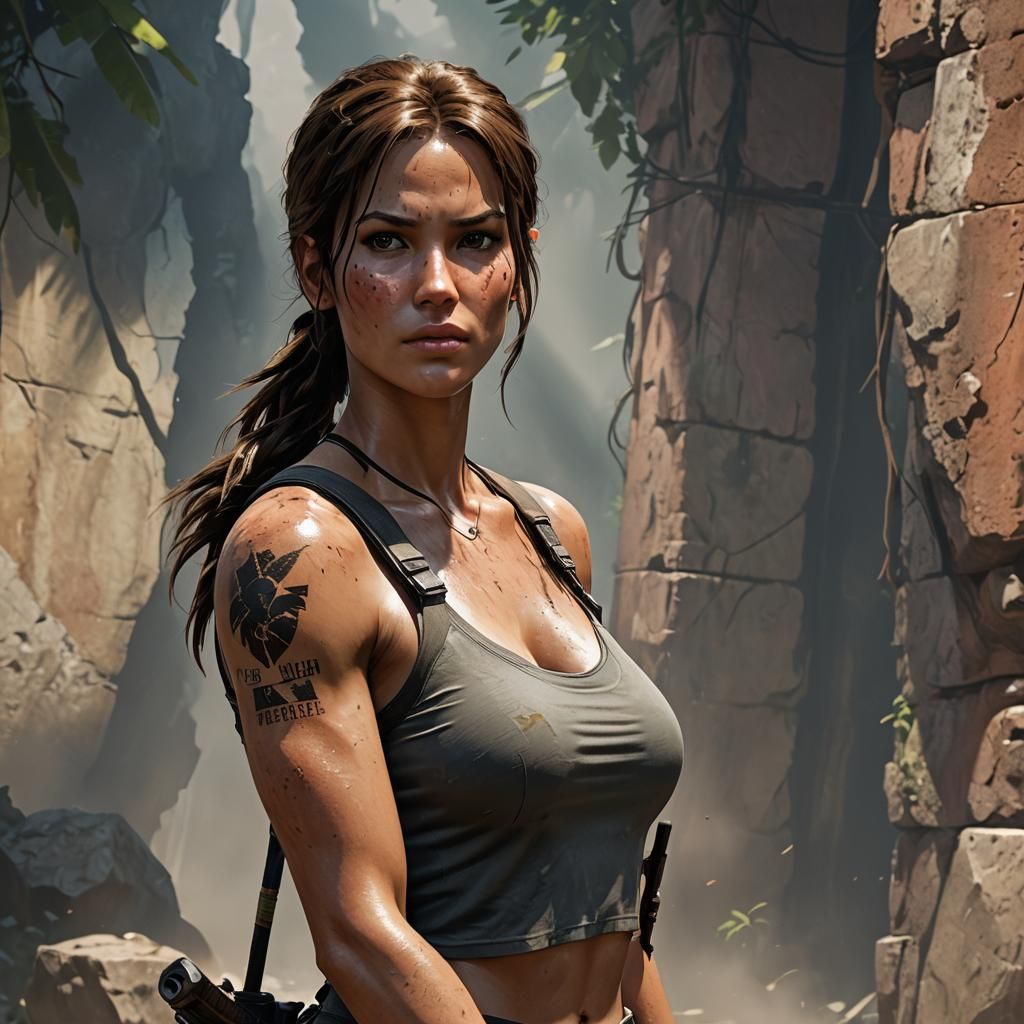 Lara Croft Portrait: Realistic Shaded Lighting, 8k Resolutio...