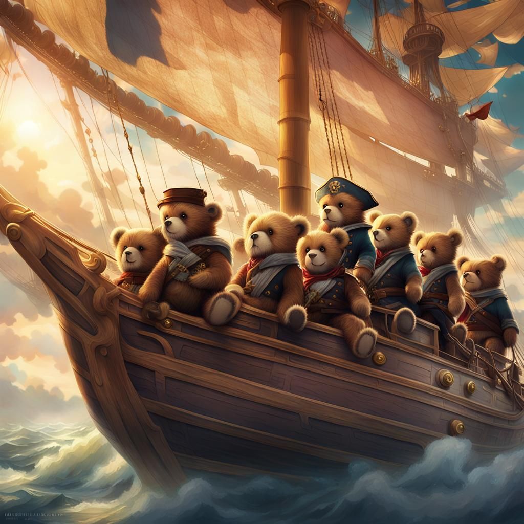 Teddy Bear Pirates on a Majestic Ship
