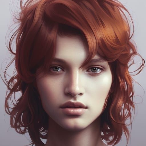 Red-Haired Teen Portrait in Art Nouveau Style