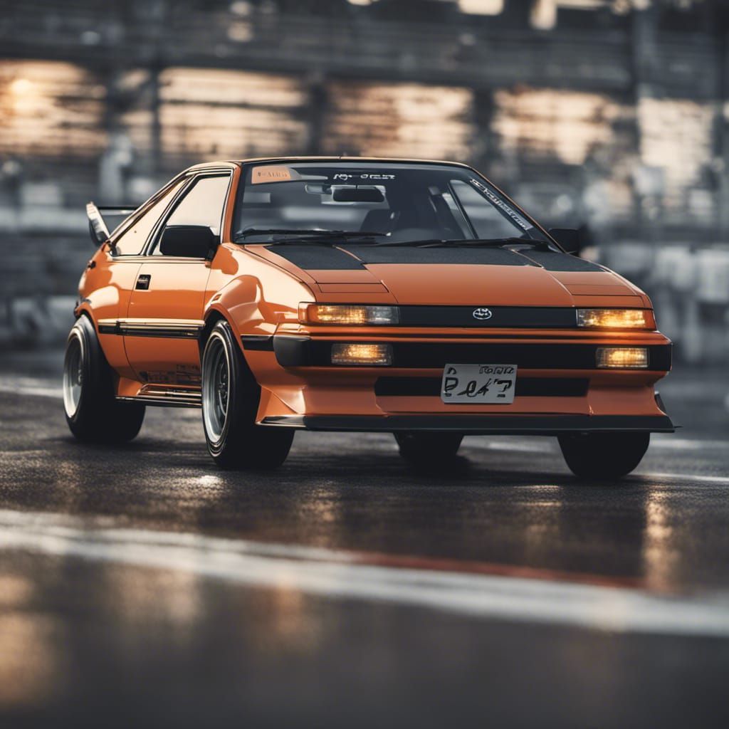 Toyota AE86 Initial D Sports Car: Hyperrealistic Cover Art