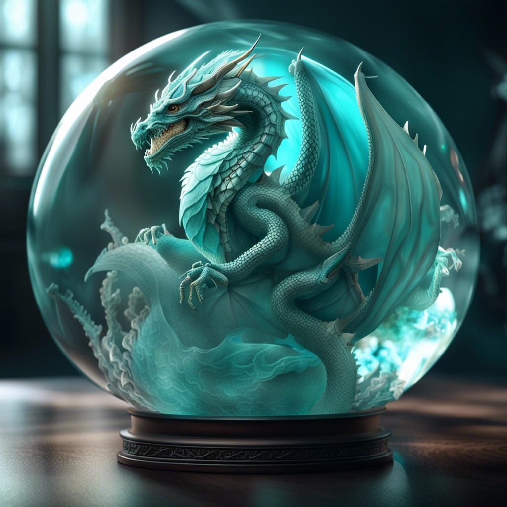 Dragon in Glass Sphere: Lifelike CGI Diorama