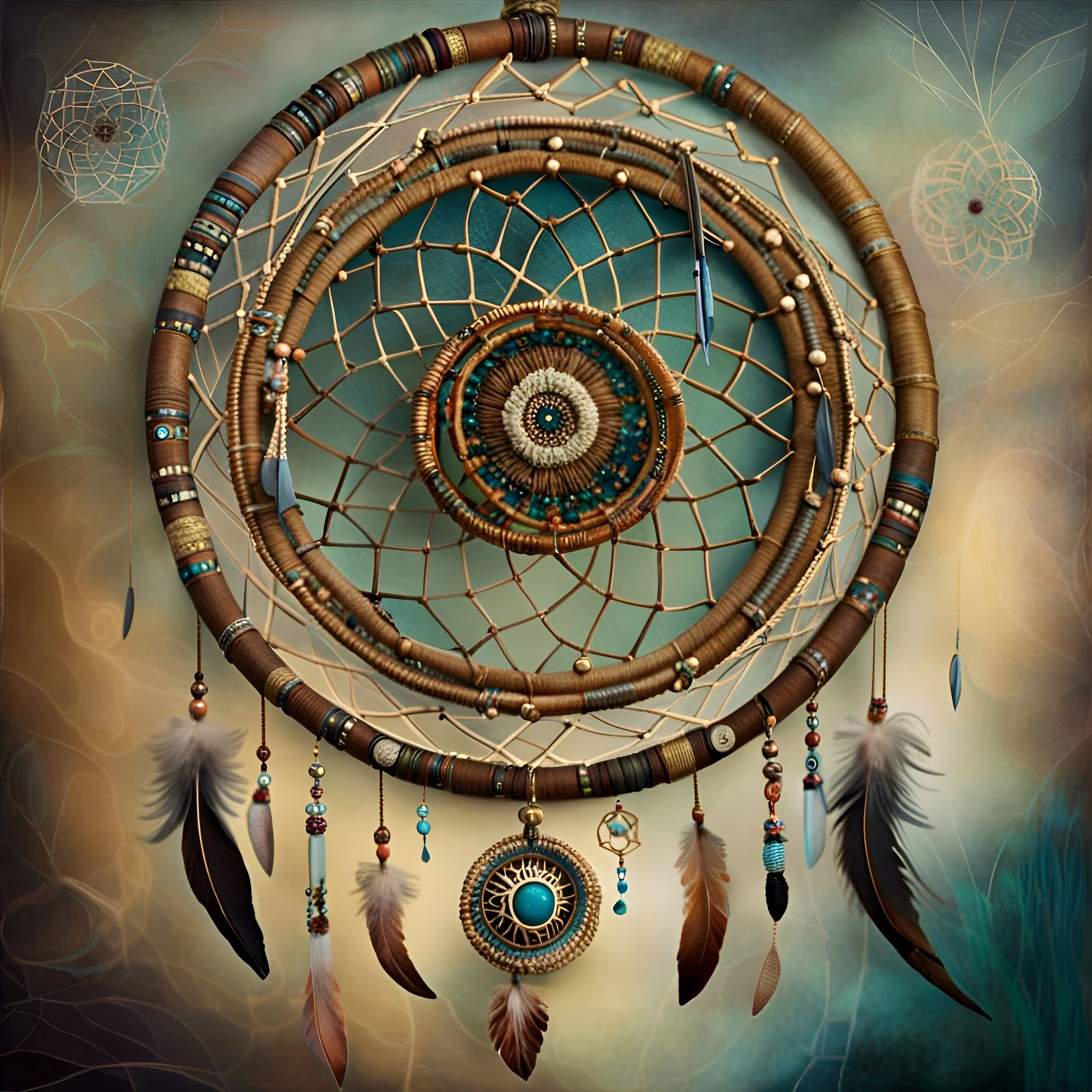 Elegant Bohemian Dreamcatcher in Art Brut Style