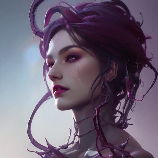 Detailed Spider Queen Portrait in Art Nouveau Style