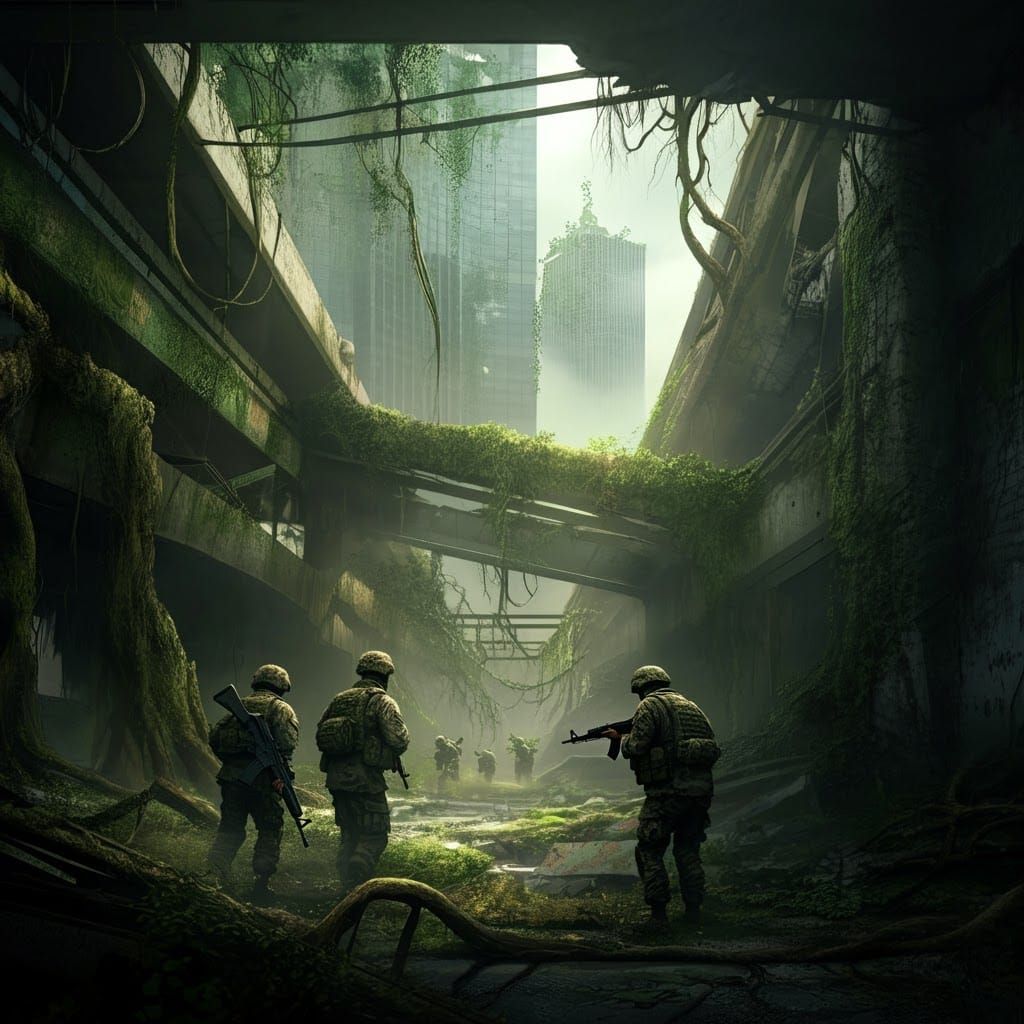 Post-Apocalyptic Rainforest: Soldiers in Overgrown Dallas