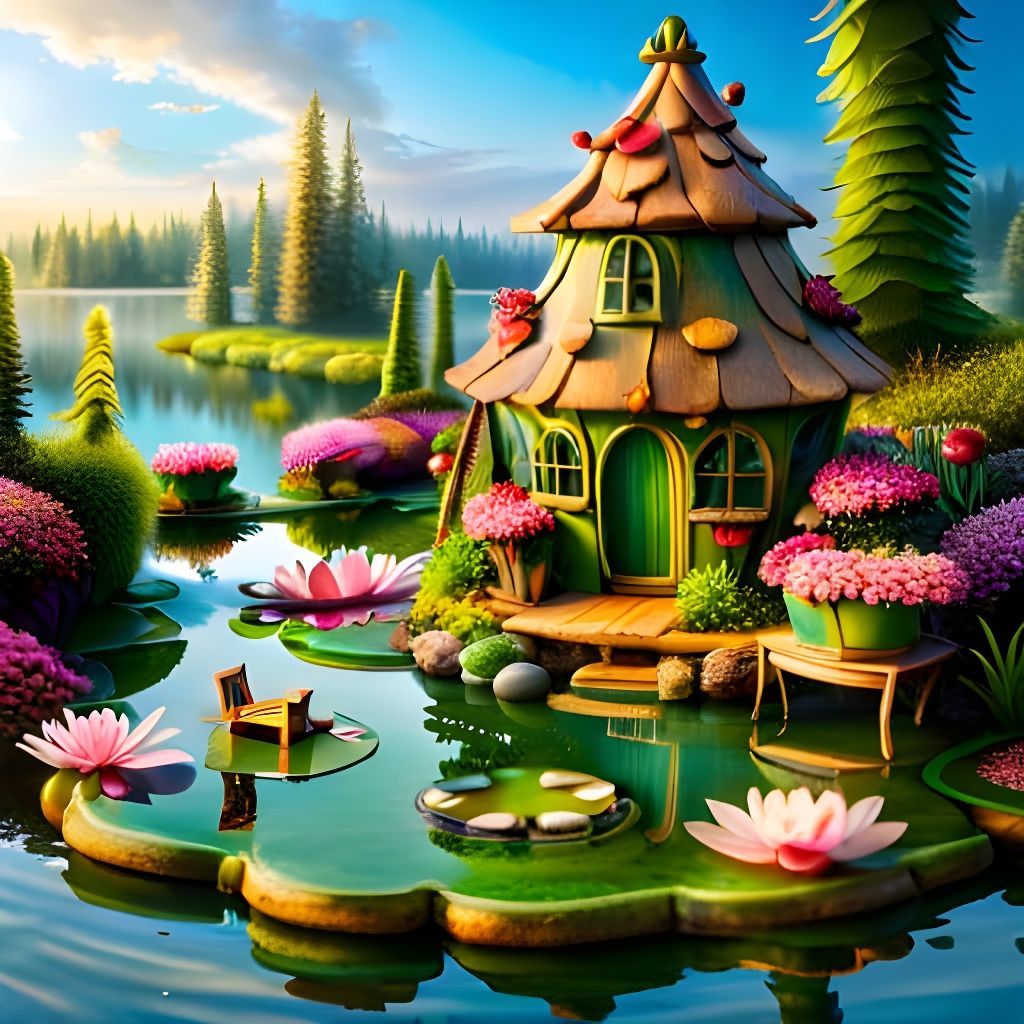 LilyPad fairy cottage, on Novalle Lake...