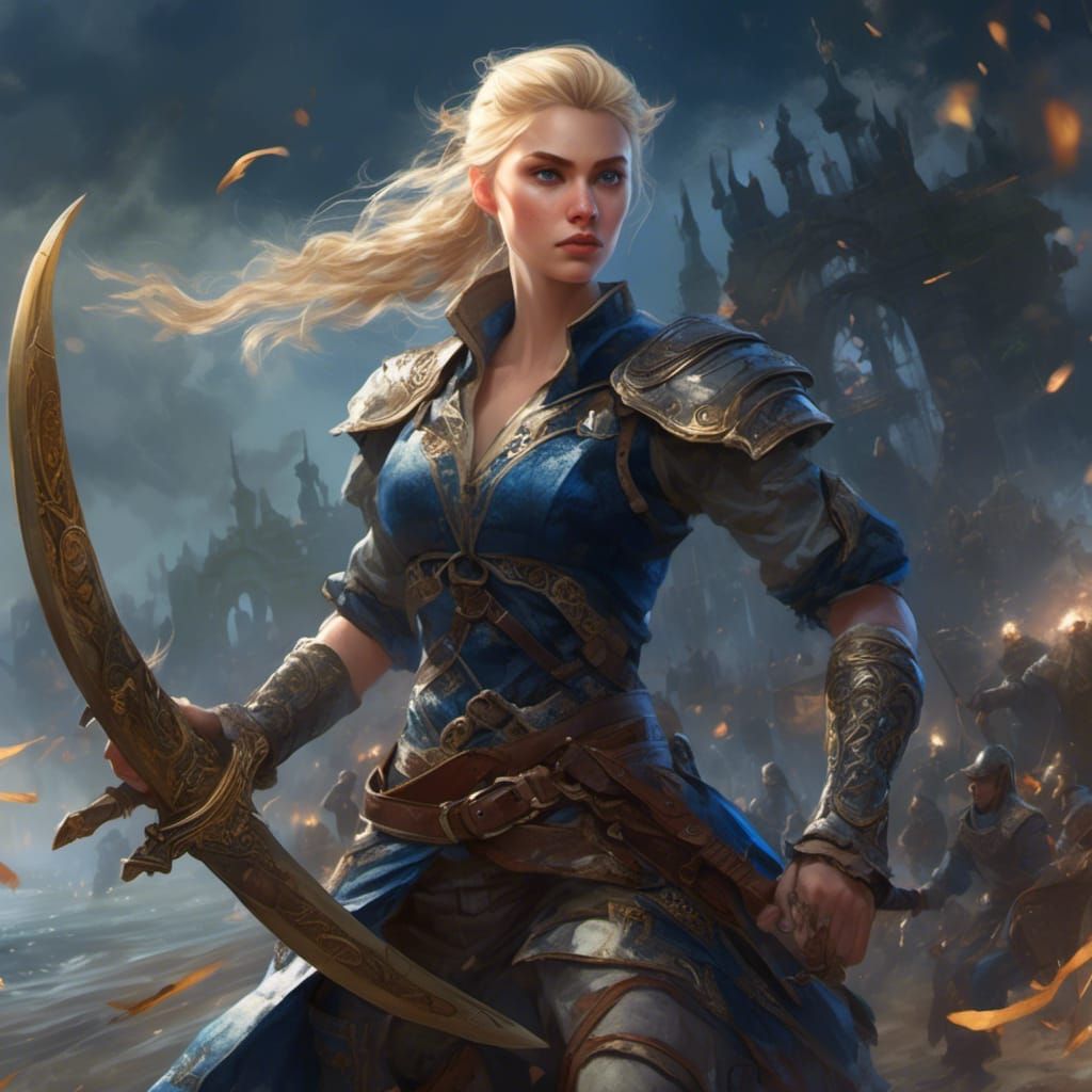 Hyperrealistic Portrait of a Young Warrior Woman