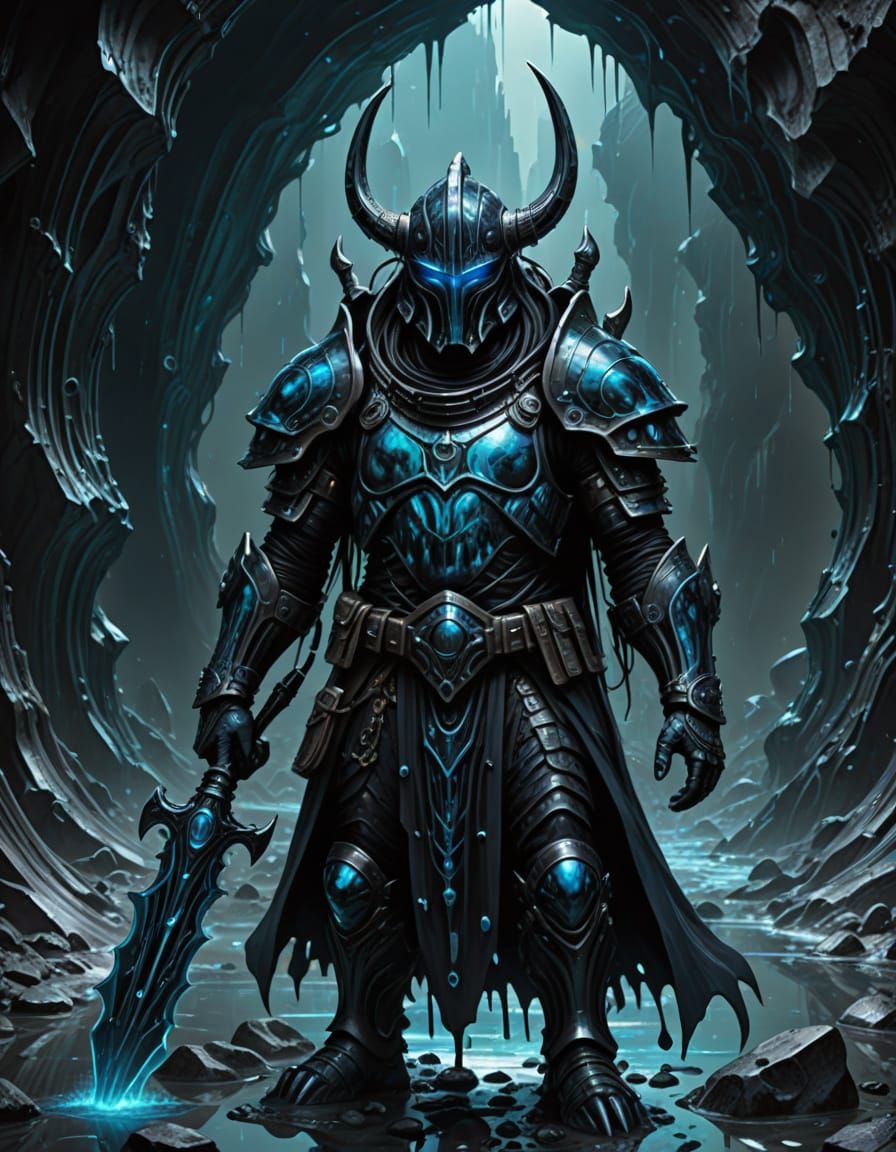 Intricately Armored Dwarf Warrior in Dark Fantasy Realm