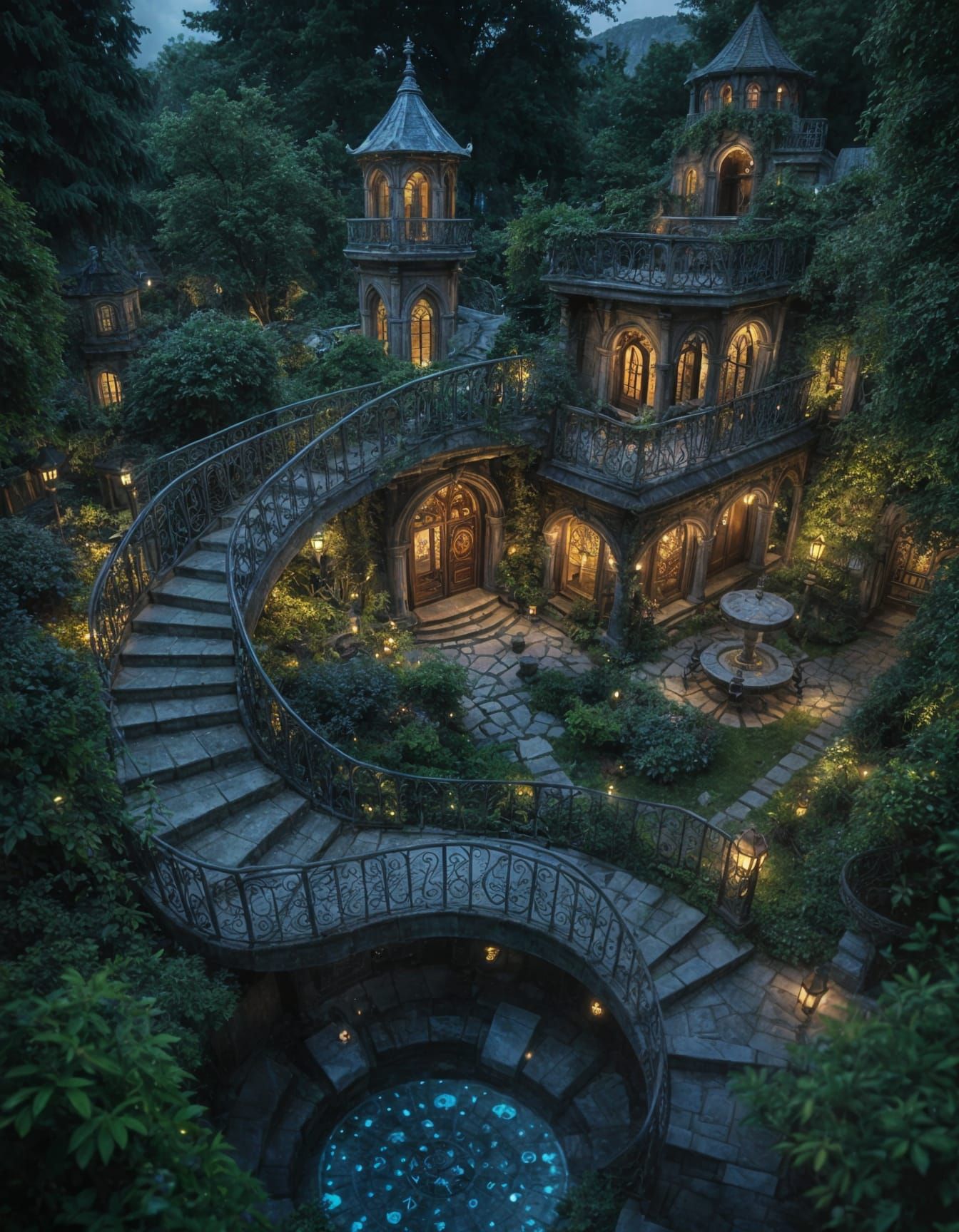 Ethereal Gothic Garden in Moonlit Splendor