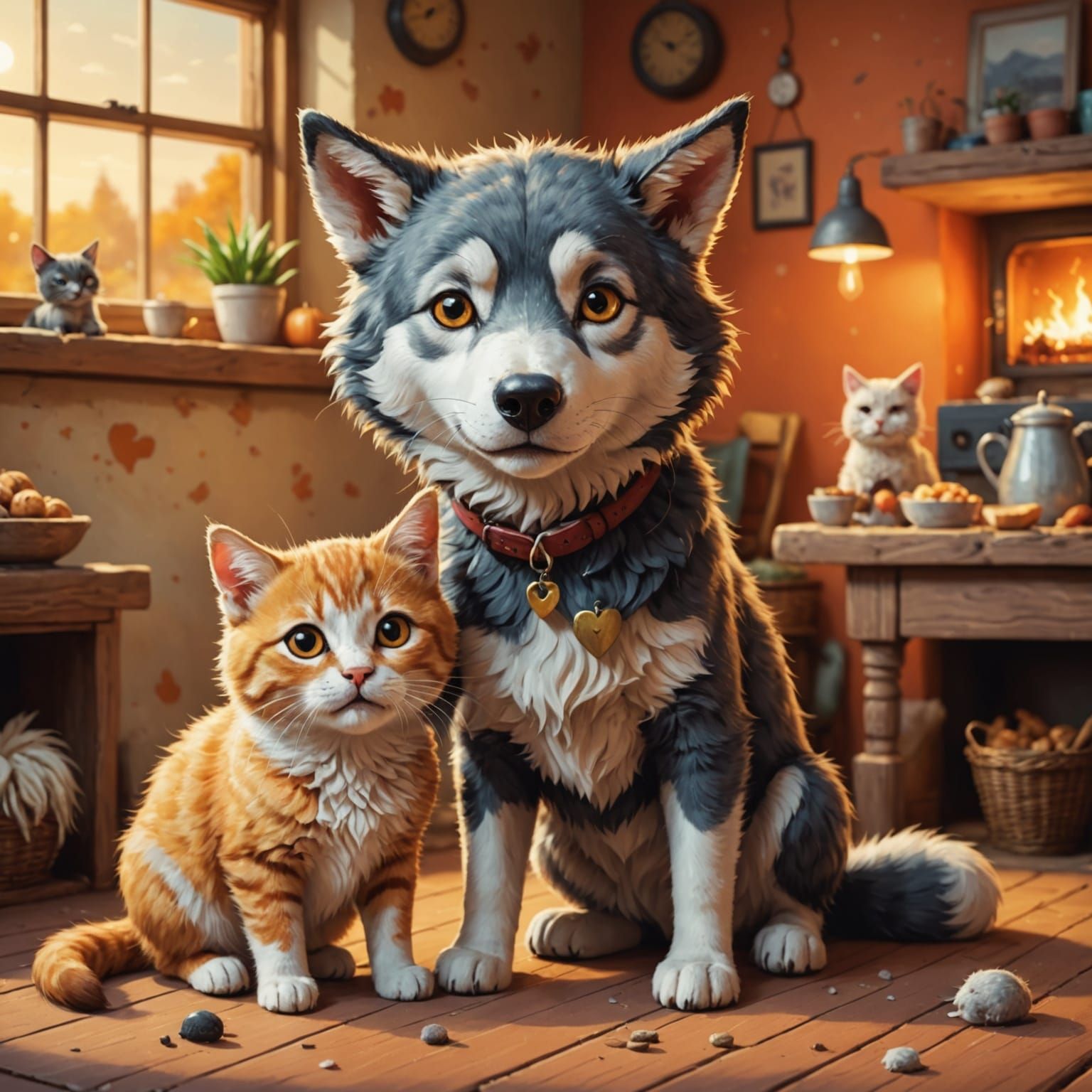 Unlikely Animal Friends in Warm, Playful Digital Art