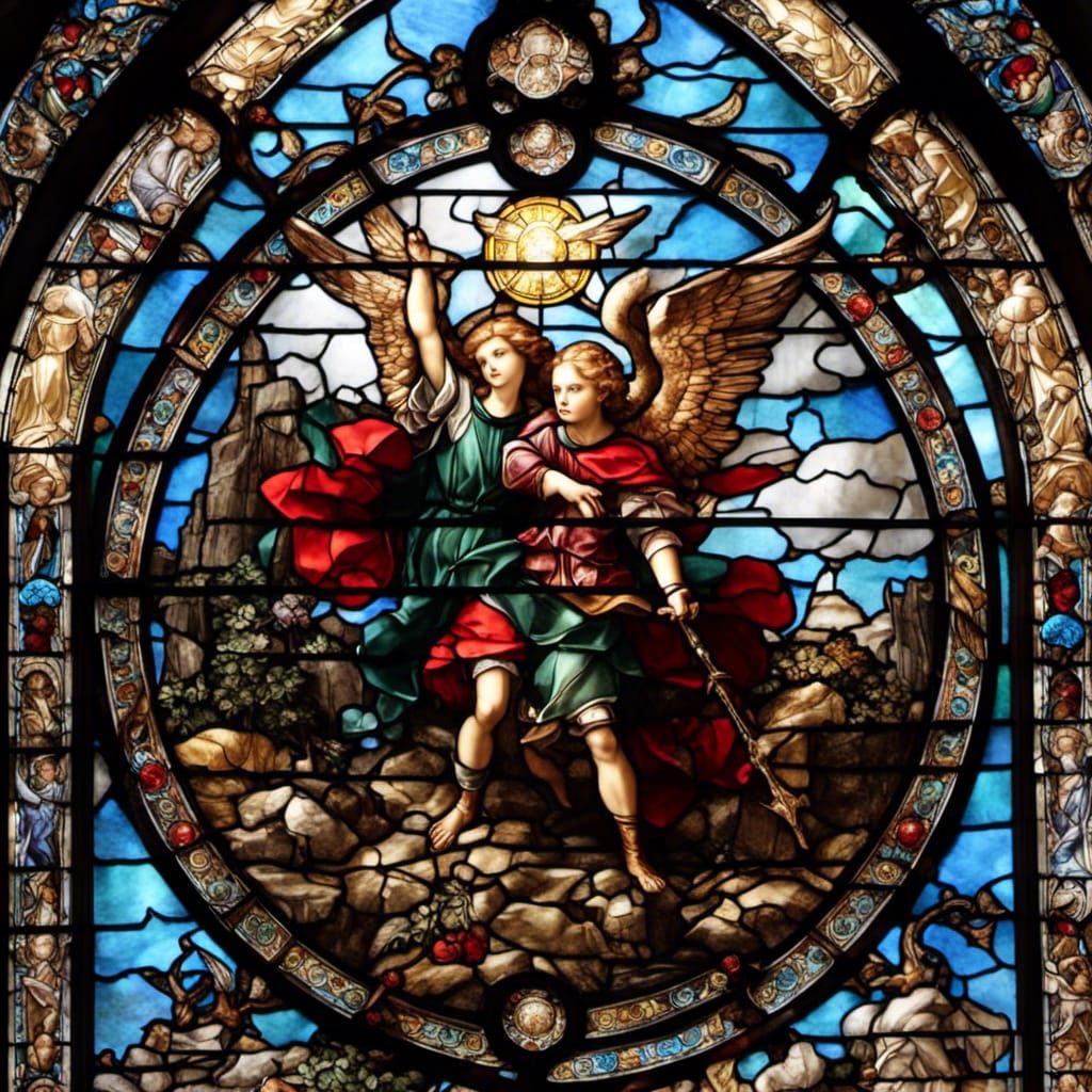 St. Michael Stained Glass Art in DaVinci Style