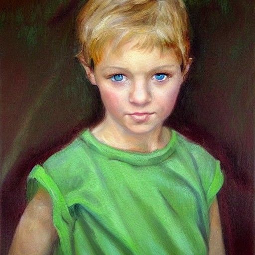 Girl with Green Eyes in Oil Painting Style
