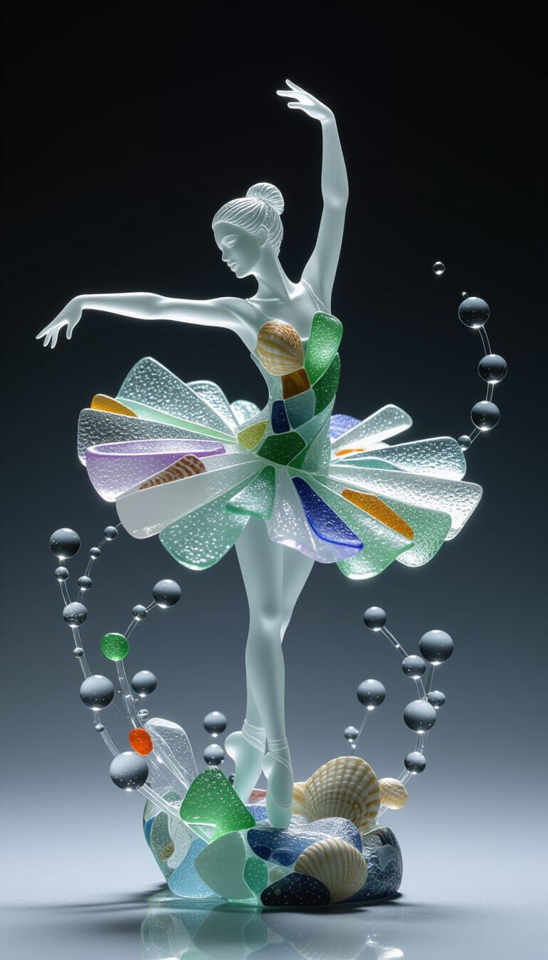 Sea Glass Sculpture Captures Evolving Ballerina