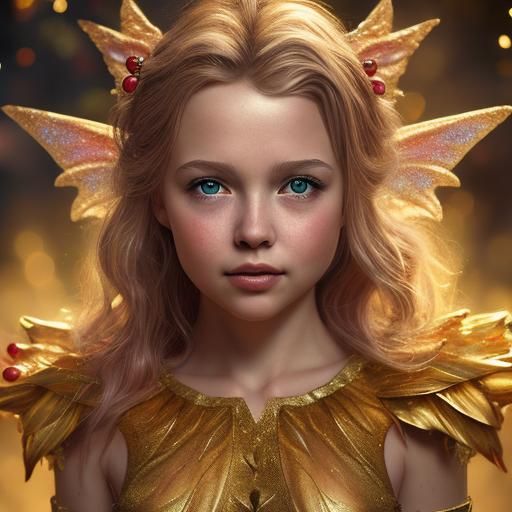 Golden Star Christmas Fairy in Splash Art Style