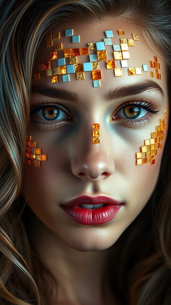 Mosaic Goddess with Smoky Hair