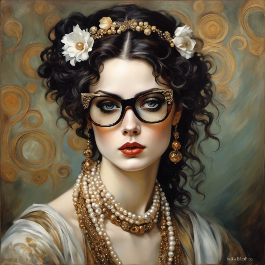 Luminous Portrait of a Lady with Pearls