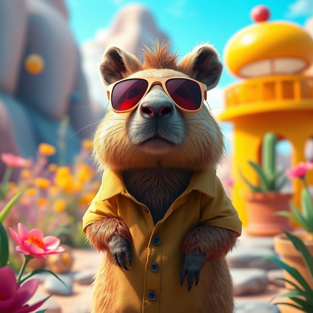 Fantastical Capybara in Whimsical Paradise
