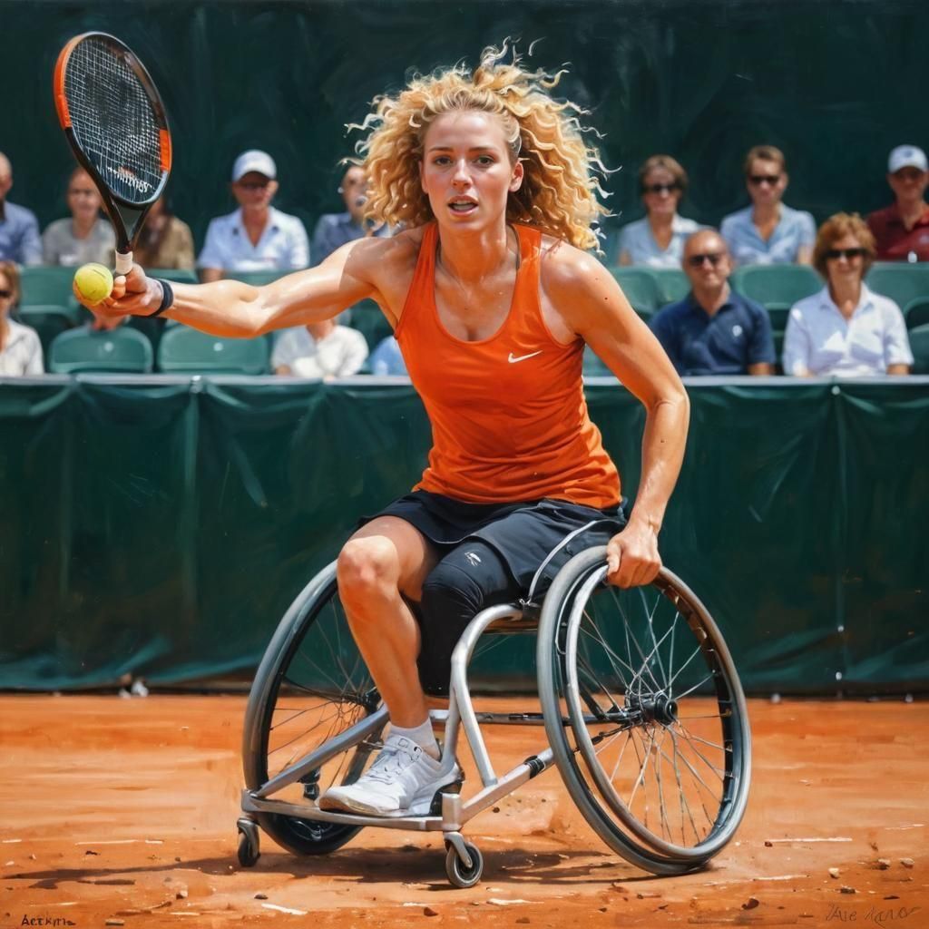 Paralympic Tennis Player: Acrylic Painting in Daeni Style