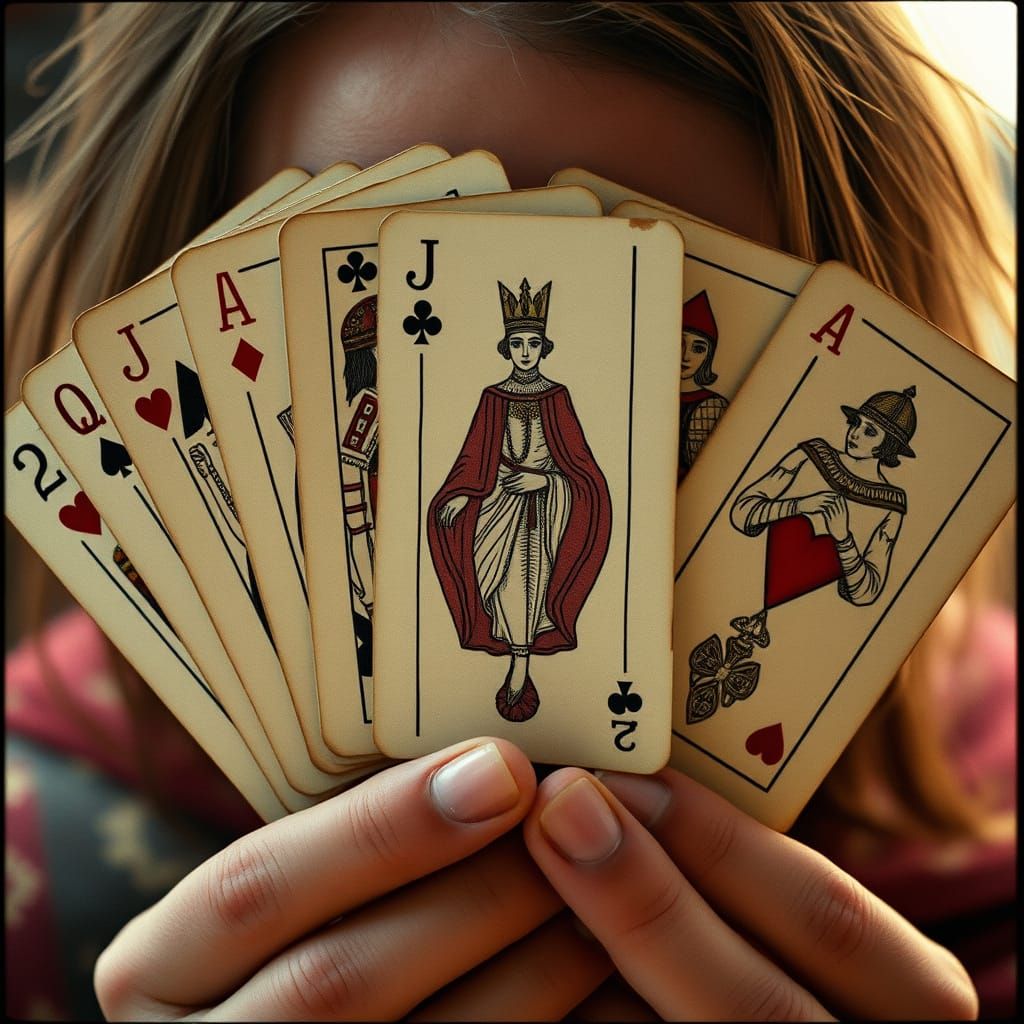 Medieval Hand-Drawn Playing Cards in Cinematic Style
