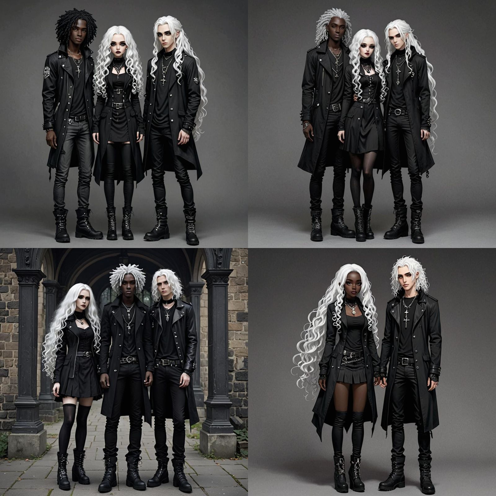 Cartoon Goth Couple in Black Clothing