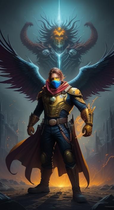 Phoenix Mechanic: Comic-Inspired Digital Superhero Portrait