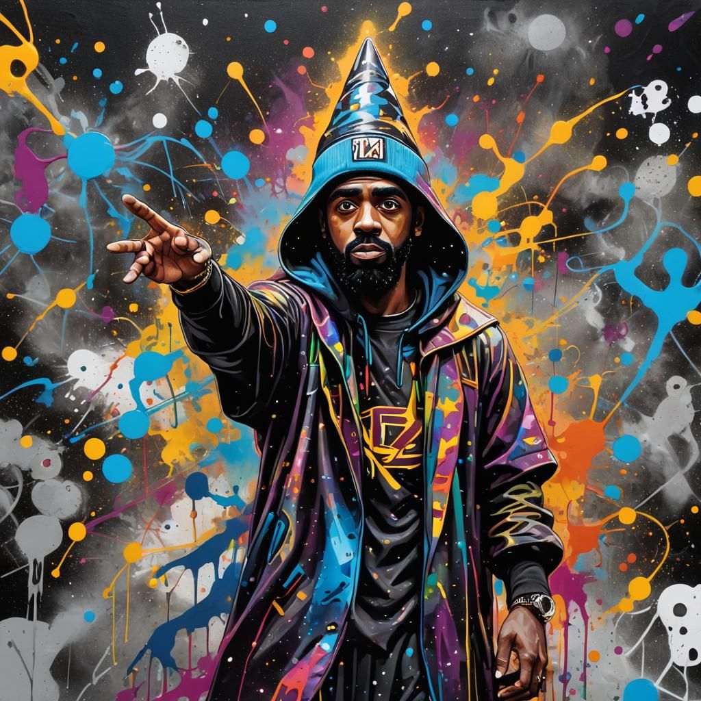 Kyrie Irving as a Wizard in Graffiti Art