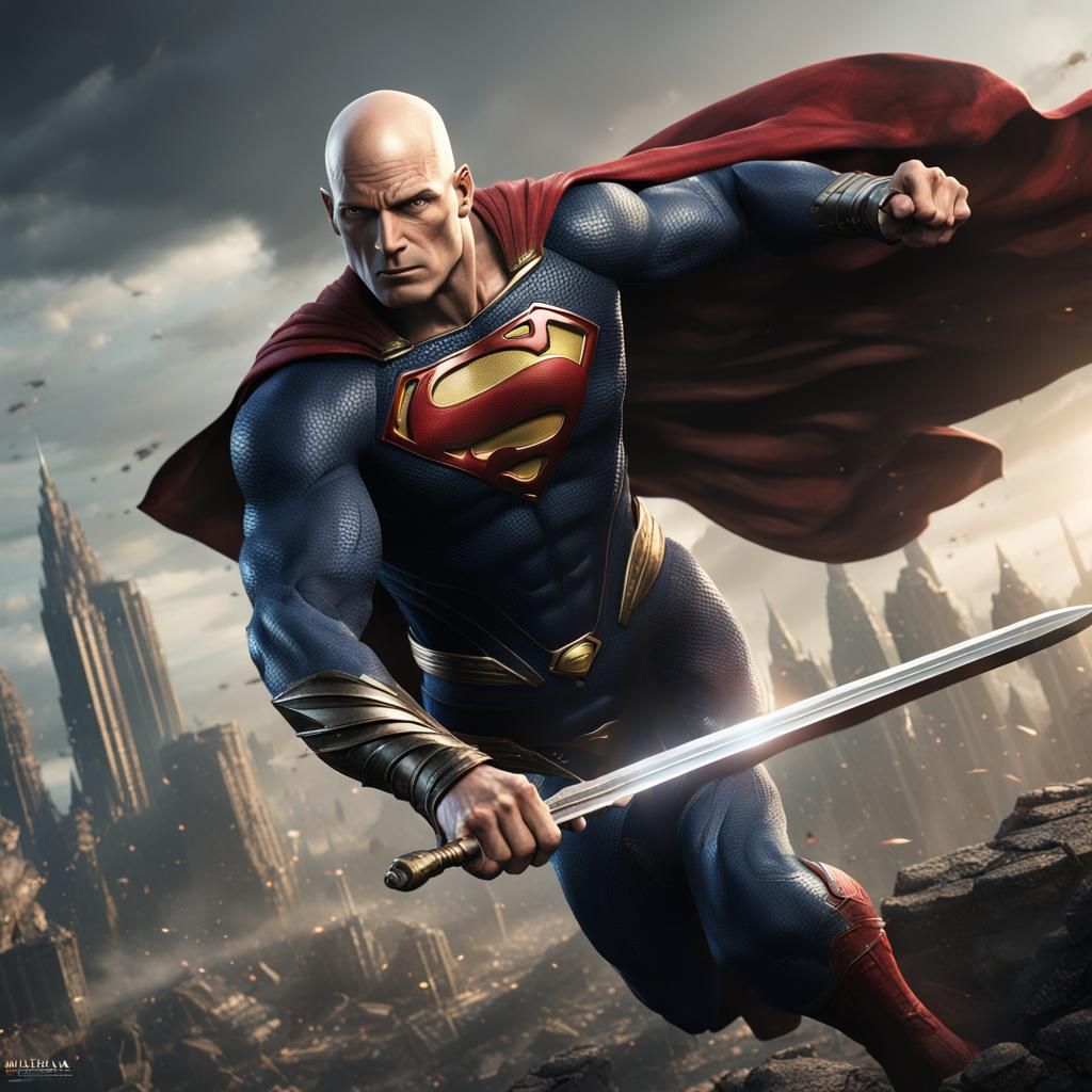Superman with Bald Head and Long Sword
