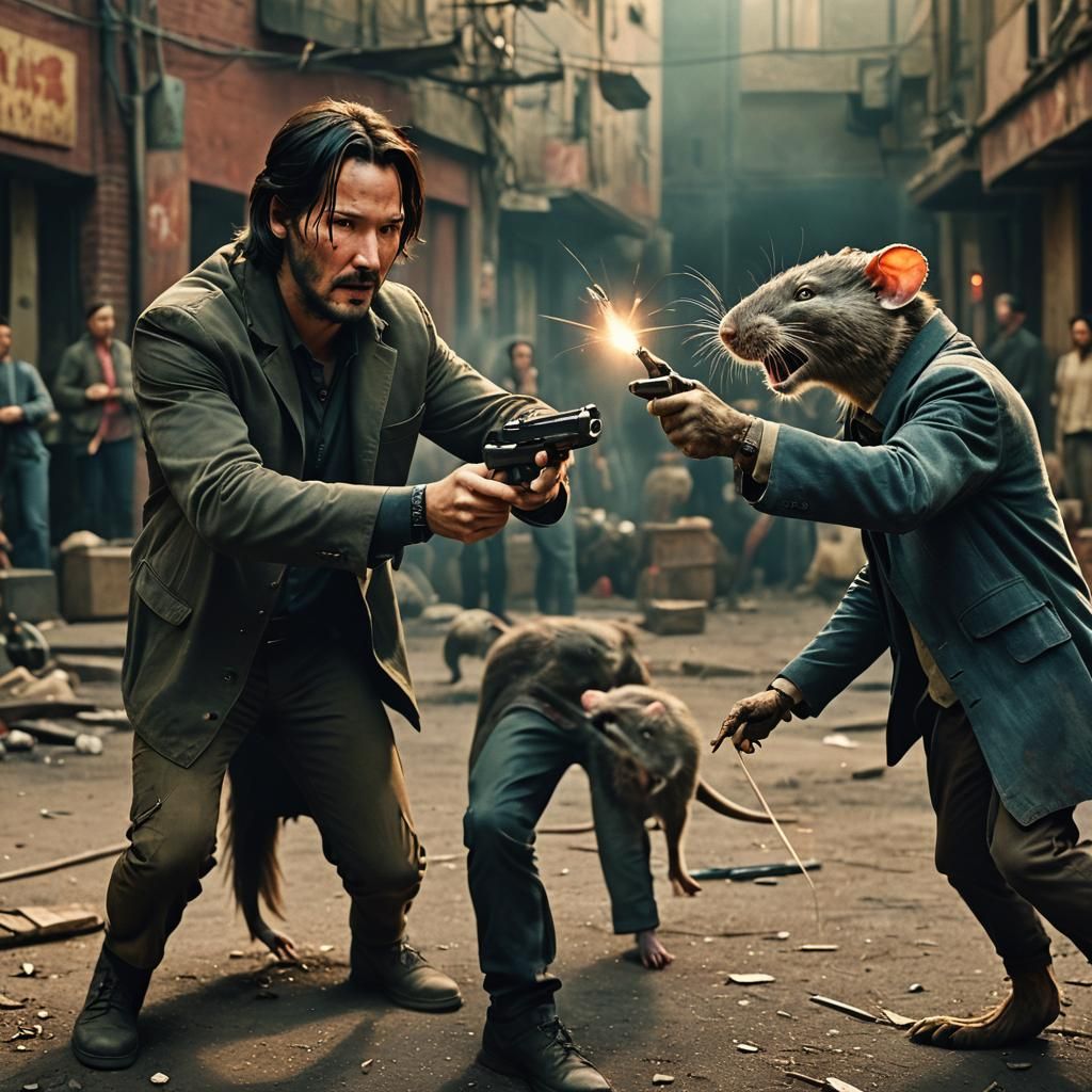 Keanu Reeves vs Giant Rat: 80s Action Scene