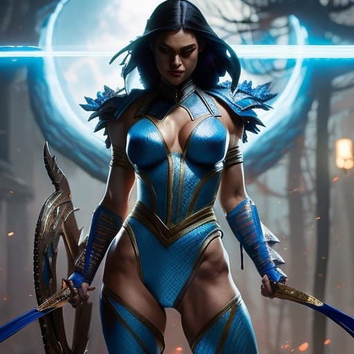 Mortal Kombat's Kitana: Hyperdetailed Dark Fantasy Portrait