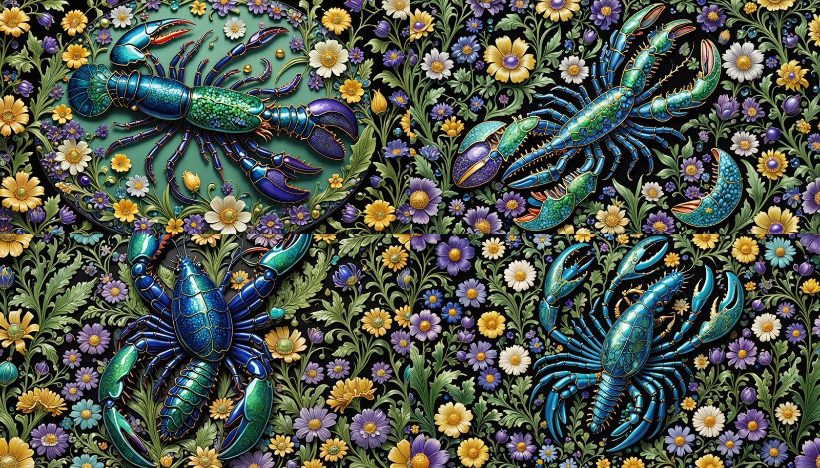 Giant Floral Lobster with Glass Fractal Details