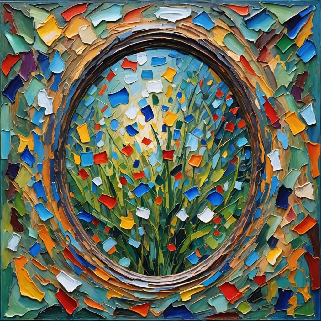 Textured Colorful Oil Painting in Expressionist Style