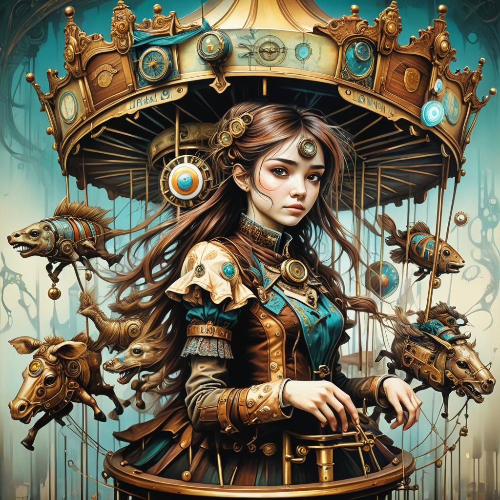 Steampunk Carousel Inspired by Surrealist Art