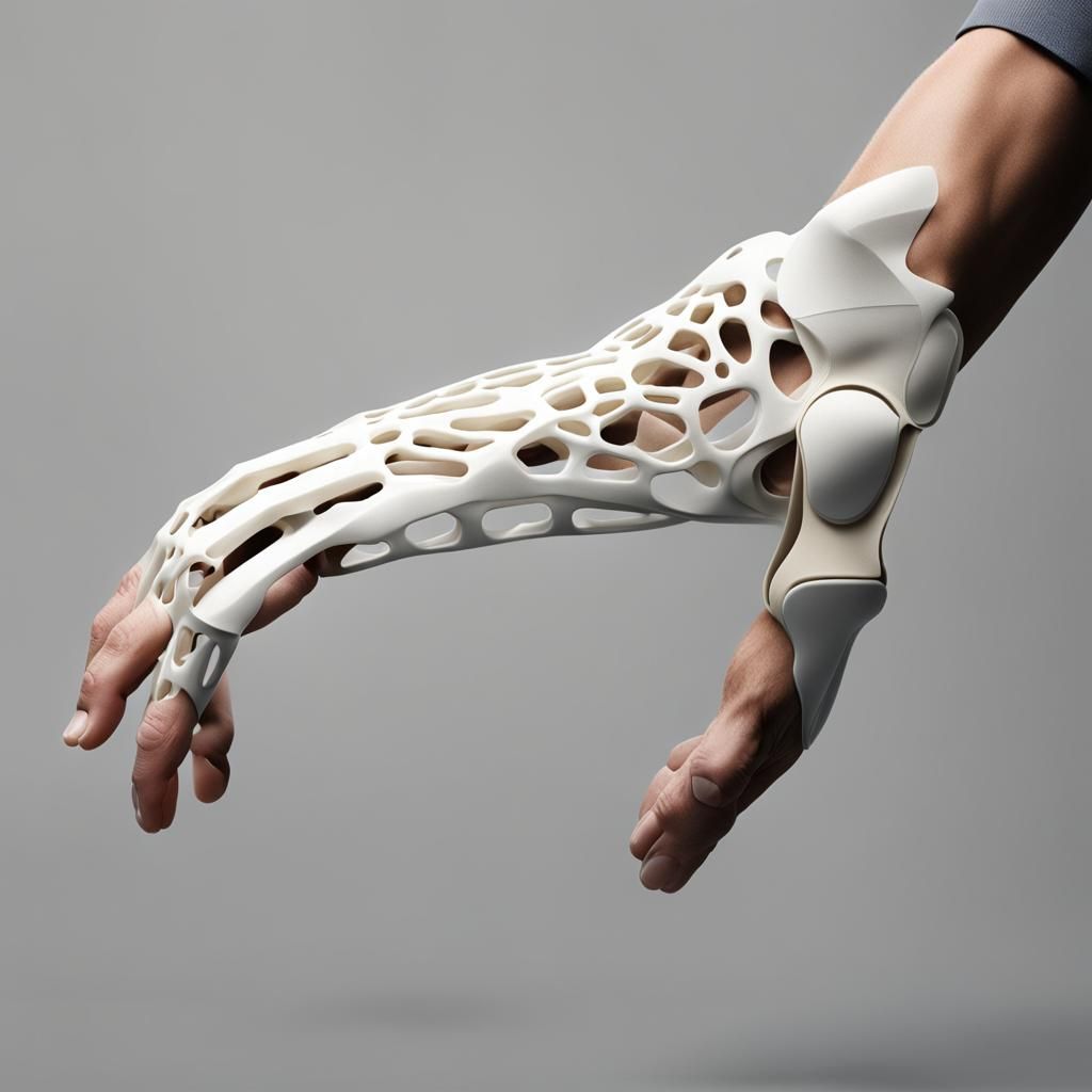 Biomimicry Arm Orthosis in Bone Material Style