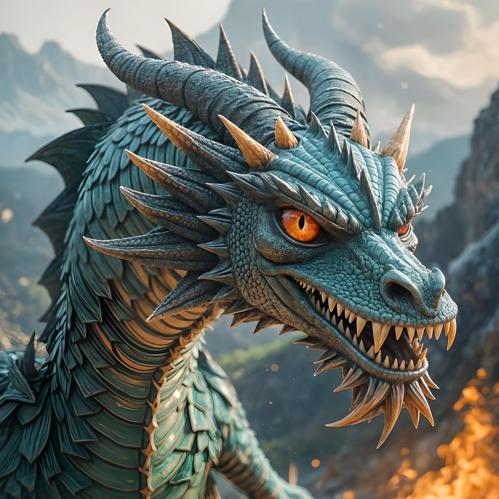 Emerald Dragon of Ancient Power: Photorealistic Fantasy Art