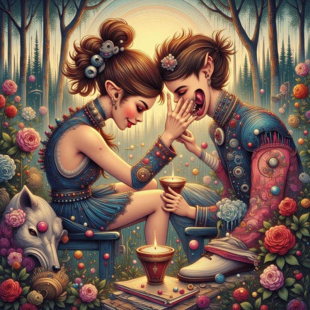 Gothic Punk Robots in Urban Impasto Style