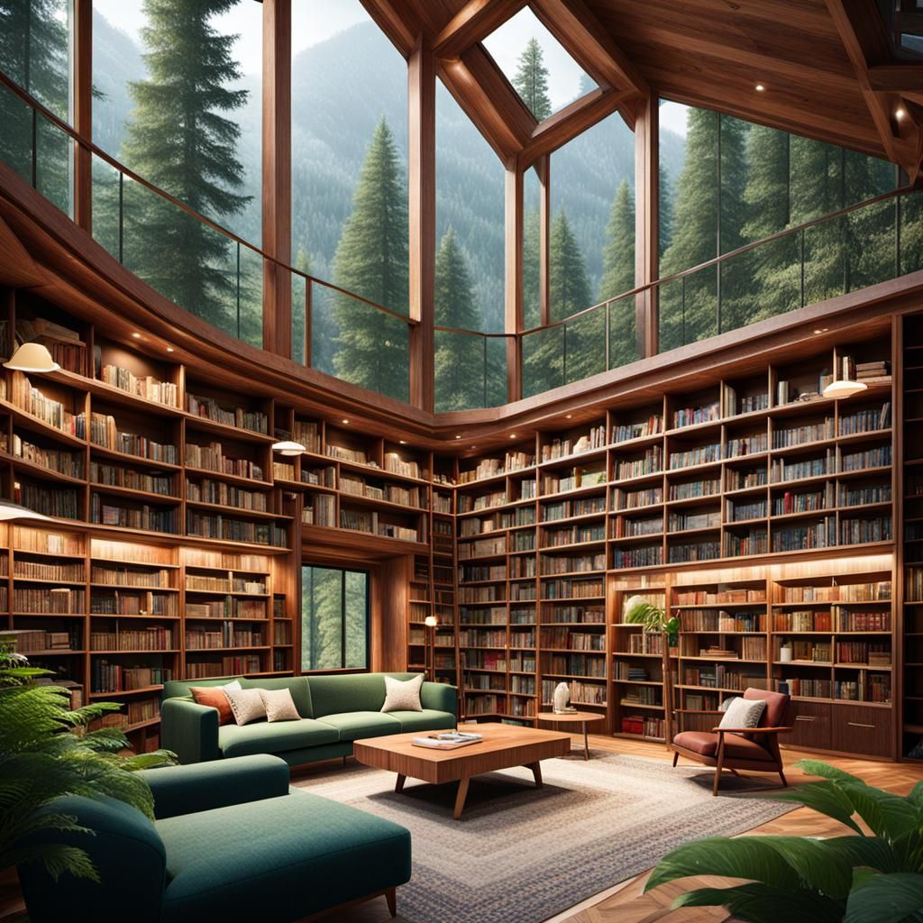 Cozy Forest Library Retreat