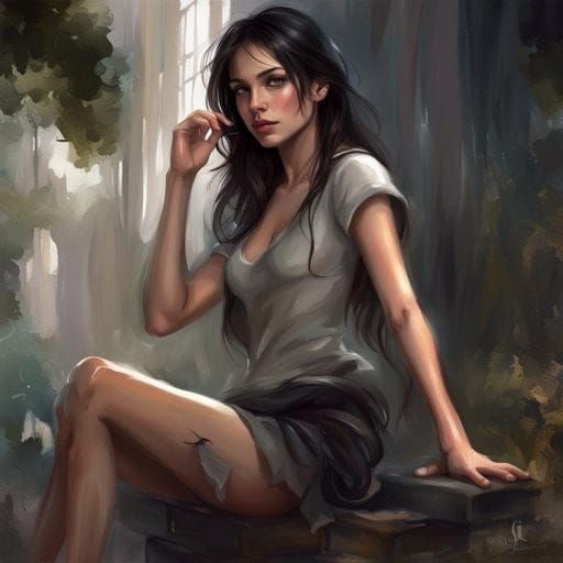 Attractive Dark-Haired Student with Glasses in Romantic Styl...