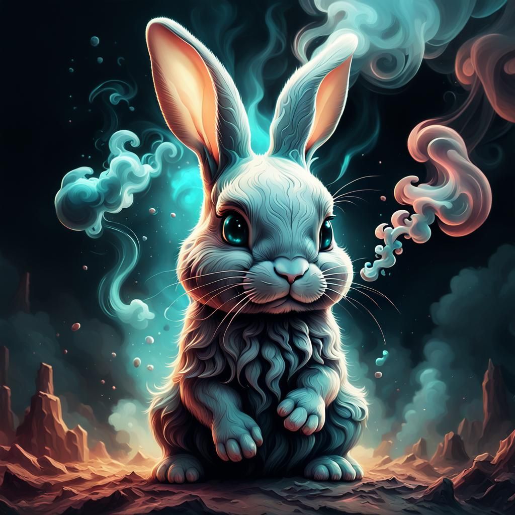 Smoking Bunny: Hyperdetailed 3D Digital Art