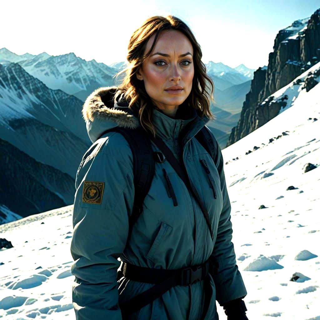 Ethereal Olivia Wilde Captured in Cinematic Snowy Climbing S...