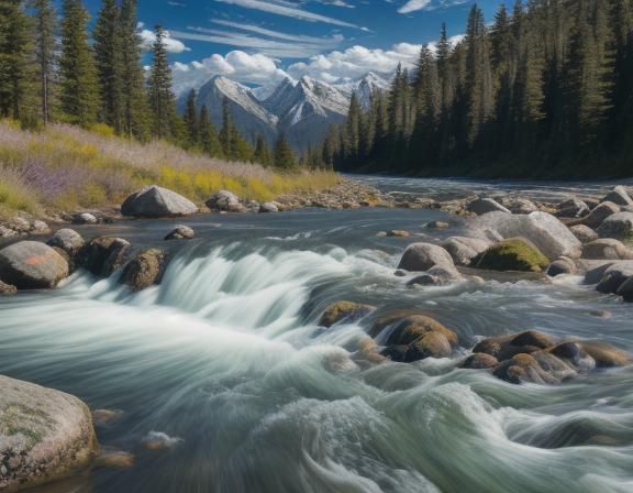 Stony Creek with Rushing Water and Mountain View
