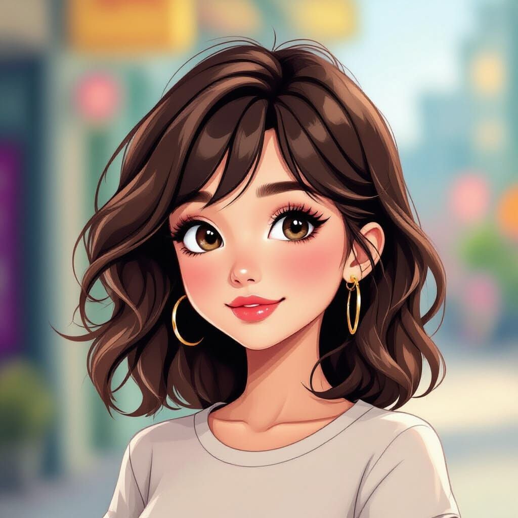 Jelly Art Style Girl with Glossy Pastel Colors