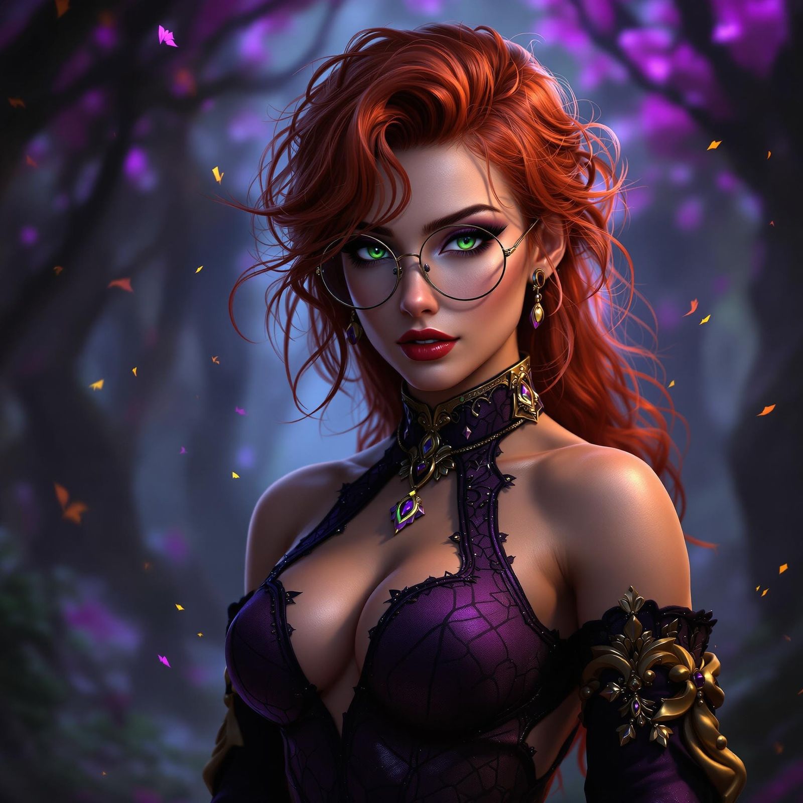 Fantasy Woman with Red Hair in Dark Fantasy Style