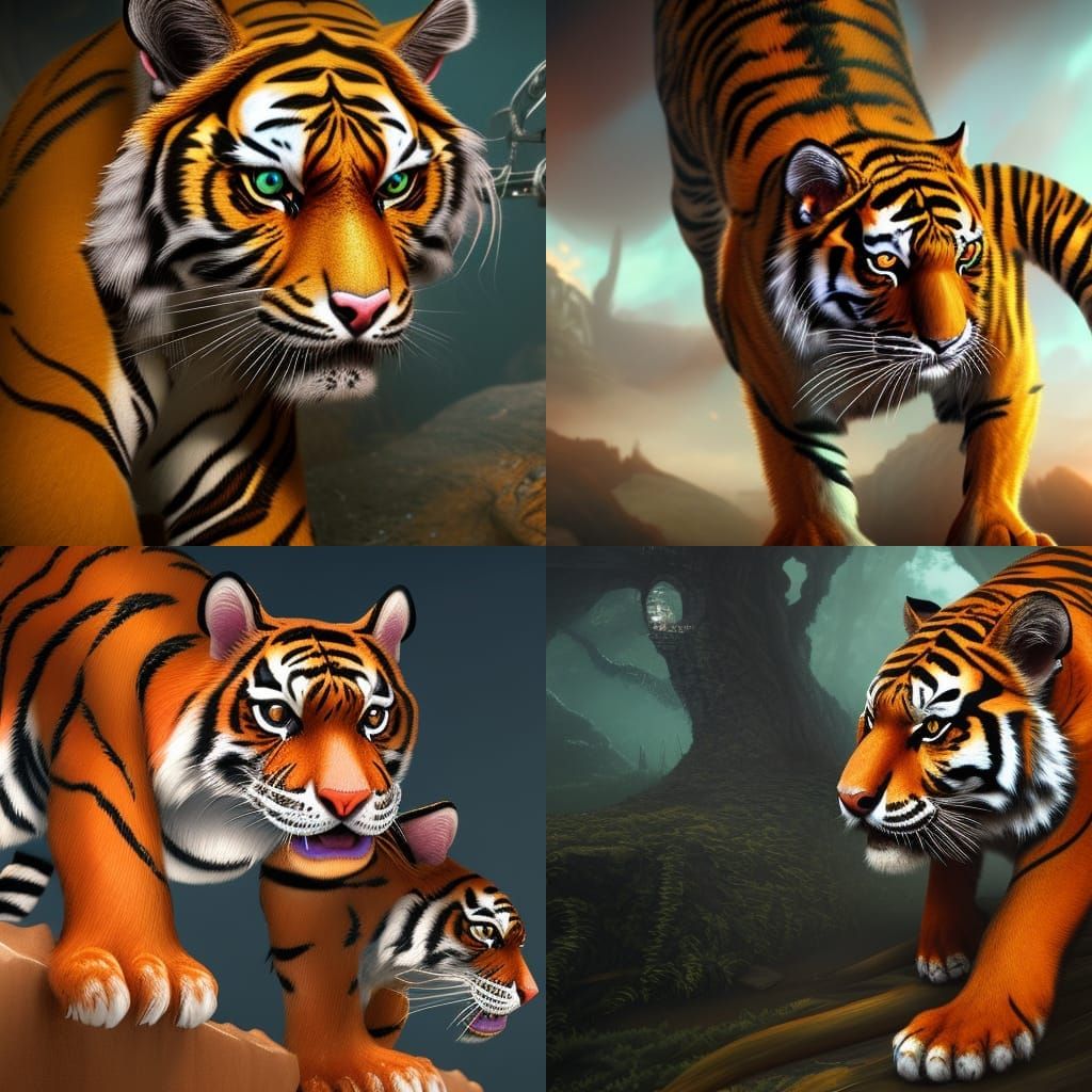 Fantastical Tiger Cat in Detailed Matte Painting