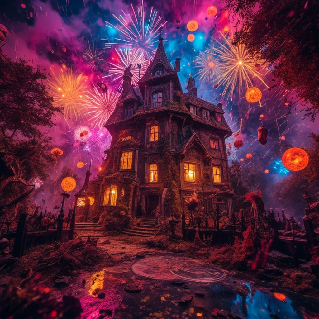 Enchanted Forest Witch with Rainbow Colors