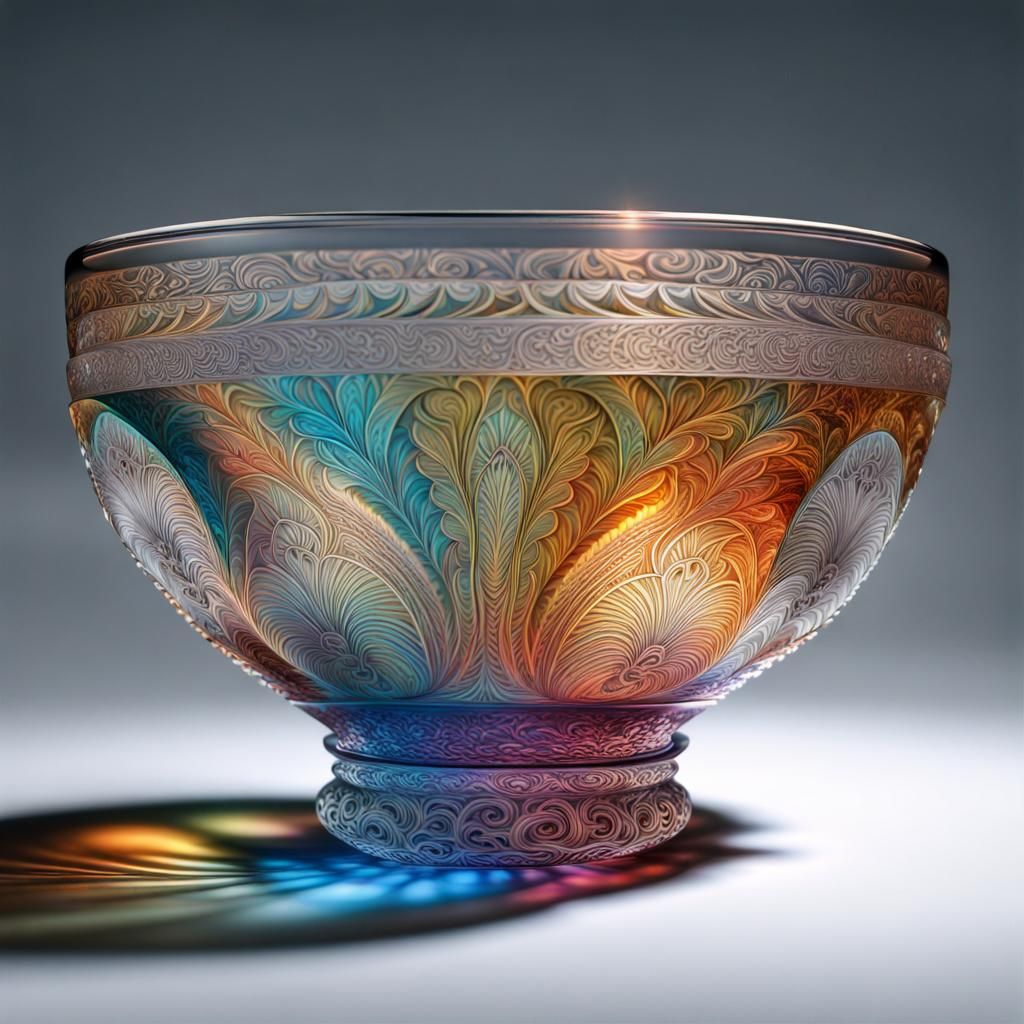 Elaborate Crystal Bowl with Acid Ink Background