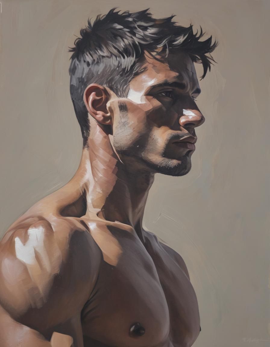 Vibrant Pop Art Study of a Strong Male Figure