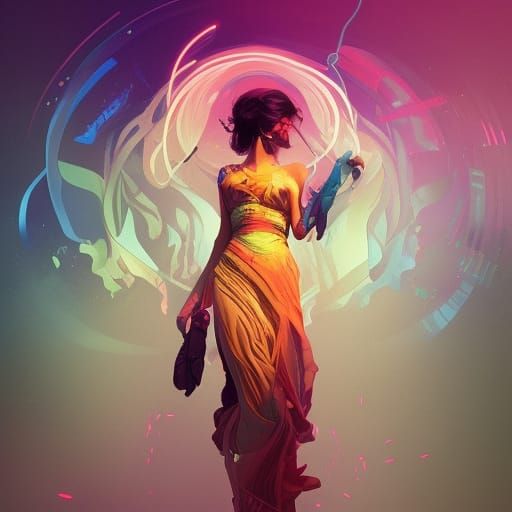 Psychedelic Girl in Vibrant Concept Art